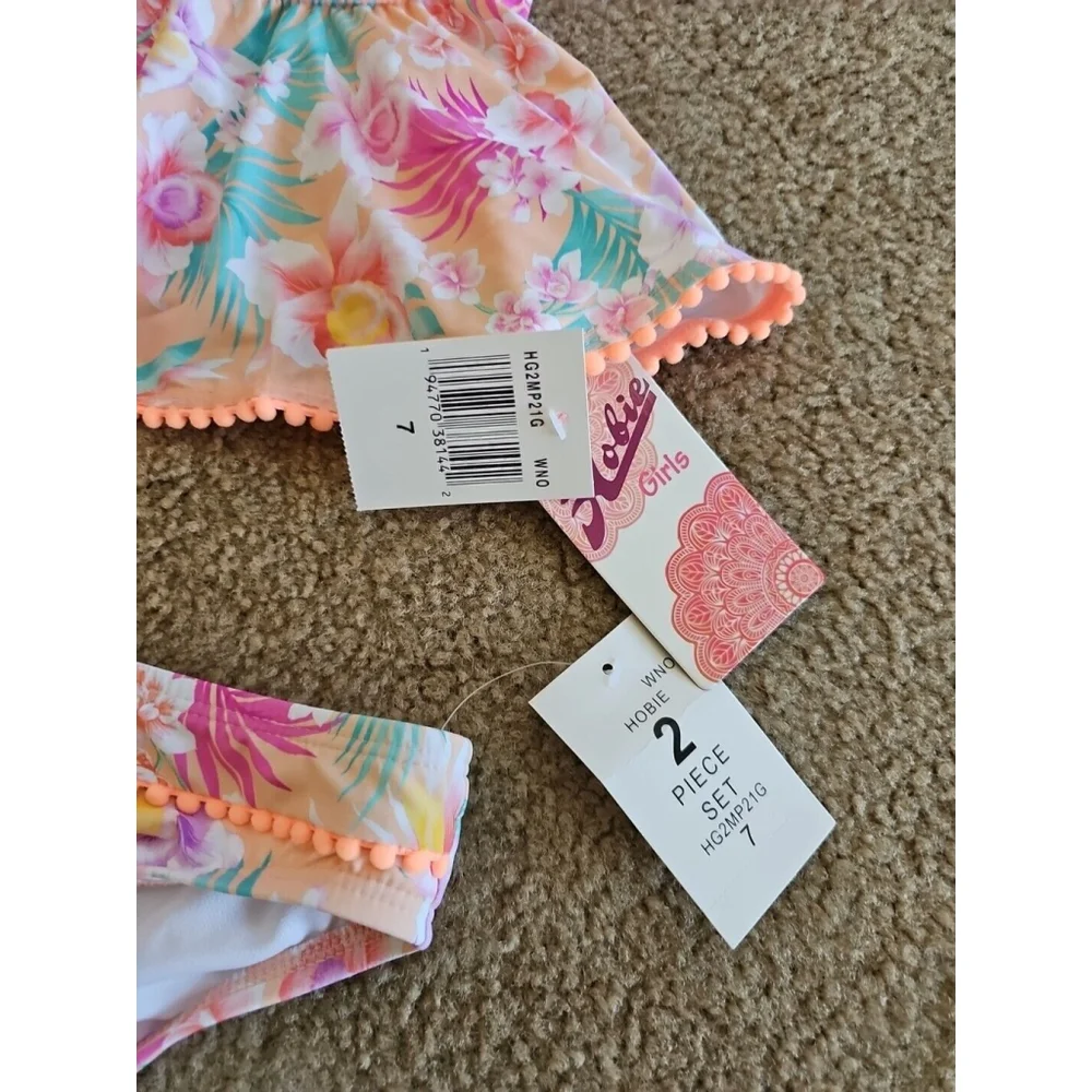 Hobie Kids Island Hopping Flounce Bikini Swimsuit - Size 7
